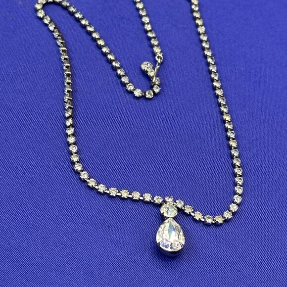 VTG Weiss Prong-Set Faceted Crystal Silver-Tone Necklace - Picture 6 of 15